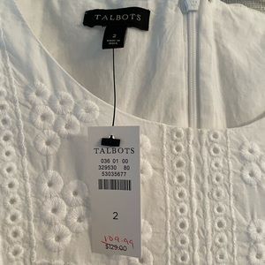 NWT Talbots Sheath Shift Dress Classic White Eyelet Cotton Women’s Size 2.